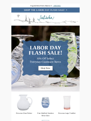 Juliska - Labor Day Flash Sale: 30% Off Select Everyday Glassware