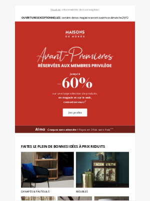 Avant-premières | Jusqu'à -60%, c'est maintenant !