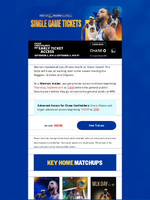 Golden State Warriors - Tomorrow at 10AM: Your Warriors Ticket Presale Tips Off!
