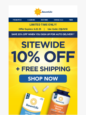 Renew Life - 10% OFF your favorites plus FREE Shipping