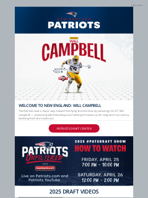 New England Patriots - Draft Day 2 | Welcome to New England Will Campbell