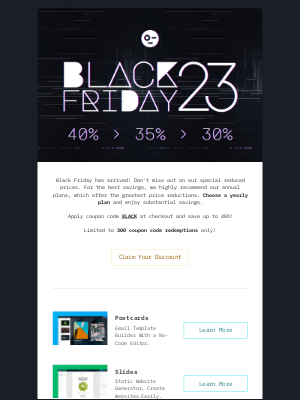 Designmodo - Black Friday: get discounts on all our apps! Limited to 300 coupon code redemptions only.