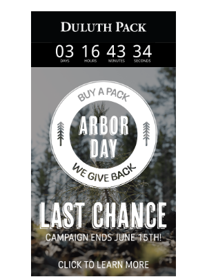 Duluth Pack - LAST CHANCE TO PLANT A TREE 🌲