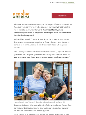 Feeding America - How Judy & Arlene are working to end hunger in their community