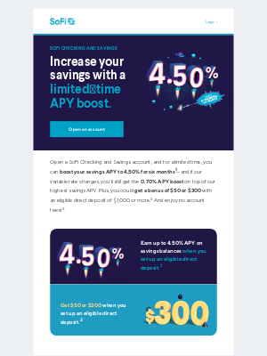 SoFi - Earn up to 4.50% APY and up to $300—only with SoFi Plus.