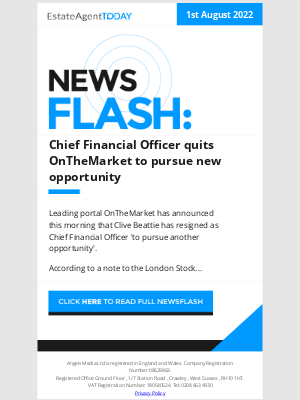 Estate Agent Today - NEWSFLASH: Chief Financial Officer quits OnTheMarket to pursue new opportunity