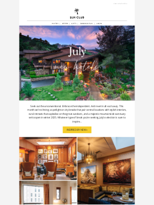 Small Luxury Hotels of the World (United Kingdom) - July’s new arrivals