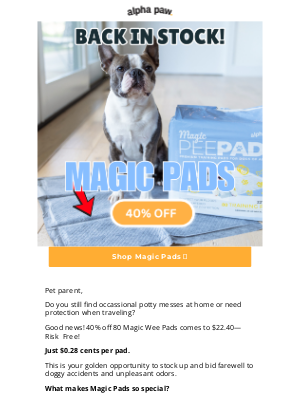 Alpha Paw - 🐕💦 Hate Wee Accidents at Home or Travelling? 40% Off Magic Pads!