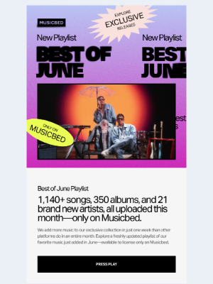Musicbed - NEW this month: 1,100+ songs, 350 albums, 21 brand new artists