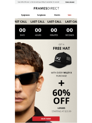 FramesDirect - Last Call for getting your free hat with Wiley X purchase 🧢