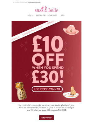 Sass & Belle (United Kingdom) - Take £10 off your next order ✨