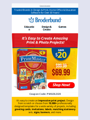 Broderbund - Classic Favorite Print Master Gold is Back & Available Today!
