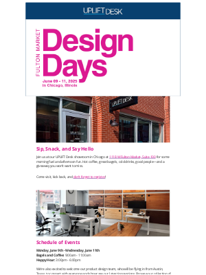 Uplift Desk - Meet us in Chicago! Fulton Market Design Days, June 9-11