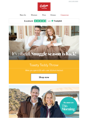 Cotton Traders (United Kingdom) - FREE Toasty Teddy Throw 📺 Snuggle down in style