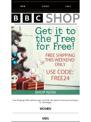 BBC - Free Shipping This Weekend Only!