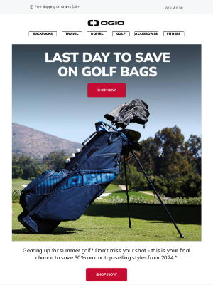 Ogio - 30% Off Select Golf Bags Ends Tonight!