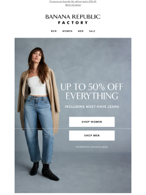 Banana Republic Factory - Our best-selling jeans are up to 50% off