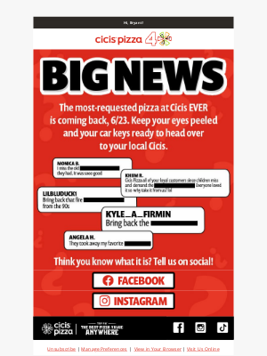 Cici's Pizza - Our Most Requested Pizza is Back!