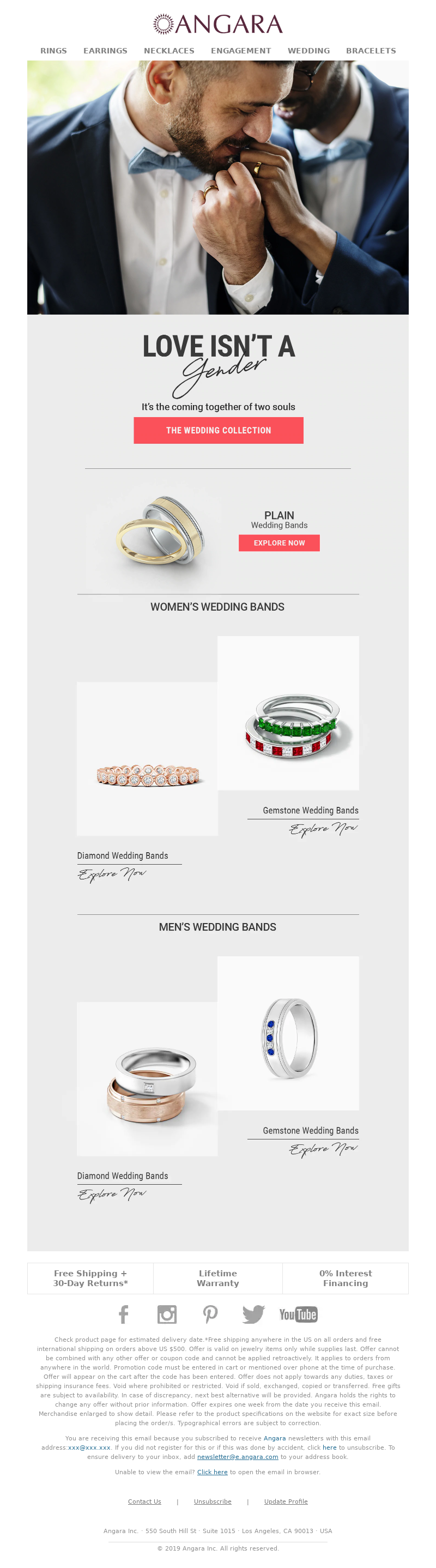 Angara email promoting jewelry