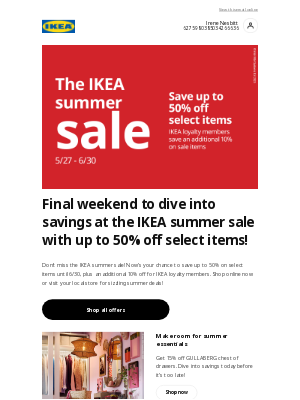 IKEA - Final days to save an extra 10% on sale