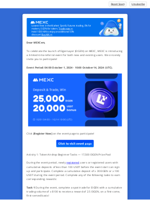 Mexc - EigenLayer (EIGEN) is Live — Deposit and Trade to Earn Tokens, Share 25,000 EIGEN & 20,000 USDT Futures Bonus!