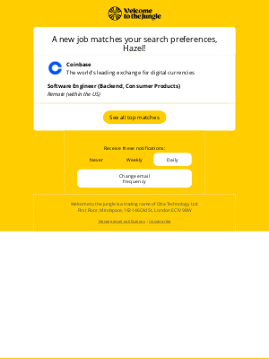 Otta - New match: Software Engineer at Coinbase