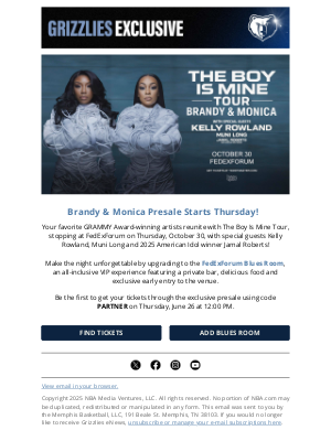 Memphis Grizzlies - NEW SHOW: Brandy & Monica Together at FedExForum 🎤