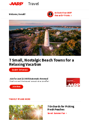 AARP - Donald​, 7 Small, Nostalgic Beach Towns for a Relaxing Vacation
