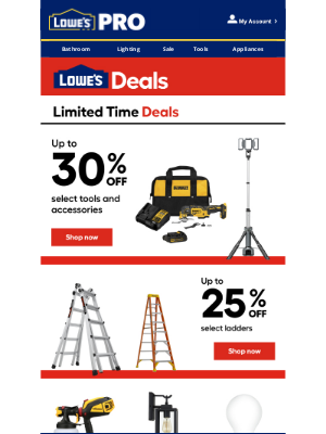 Lowe's - Pros, get up to 30% OFF select tools