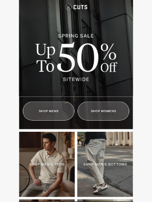 Cuts Clothing - Spring Sale Continues | Up to 50% Off