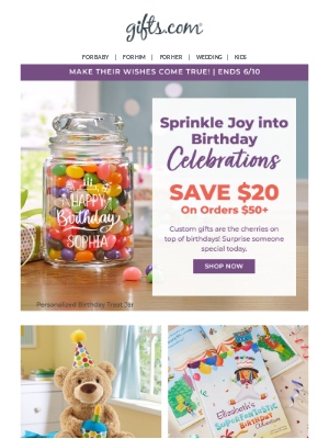 gifts - Save $20 on Summer Birthday Fun!