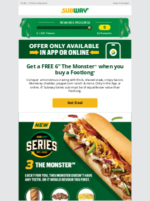 Subway - Imogene, get a FREE 6