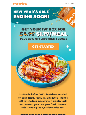EveryPlate - Don’t drop the ball on meals for $1.79 each 🎉