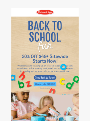 Melissa & Doug LLC - School Year SAVINGS Start Now!