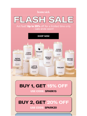 Homesick Candles - Flash sale - up to 25% OFF!
