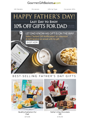 GourmetGiftBaskets - Happy Father's Day - Enjoy 10% Off Gifts