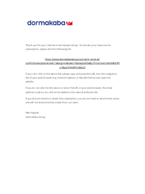 dormakaba - dormakaba Group - News Services Confirmation