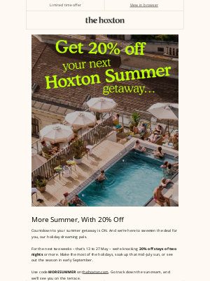 The Hoxton - Less Stuff, More Summer - 20% off