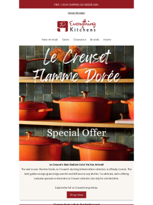 Everything Kitchens - 🔥Flamme Dorée Has Arrived! Limited Edition Le Creuset Release