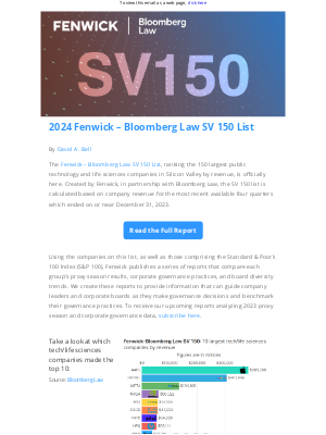 Fenwick & West - The 2024 Fenwick – Bloomberg Law SV 150 List is Here