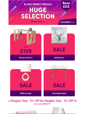 Wayfair (United Kingdom) - DESKS & CHAIRS | Black Friday Presale