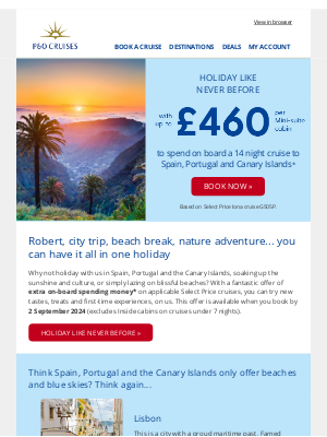 P&O Cruises - A visit to Spain, Portugal and the Canary Islands is just around the corner – one cruise, so many meaningful memories.