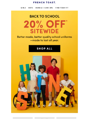 Frenchtoast School Uniforms - 20% off starts now!