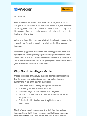 AWeber - Level Up Your Thank You Page 💌