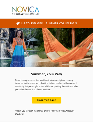 NOVICA - Entire summer collection on sale