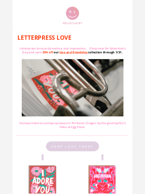 Hello!Lucky - Letterpress Valentine's Cards ❤️