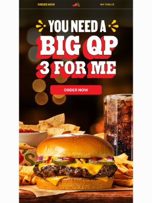 Chili's Grill & Bar - Get a Big QP with an app, fries and bottomless drinks for $10.99