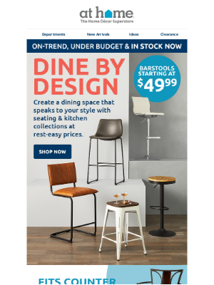 At Home - Take a seat & save with Dining Chairs & Barstools starting at $49.99