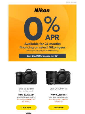 NikonUSA - 0% APR Offer Ends Today!