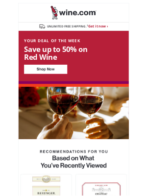 Wine - Up to 50% off Red Wine today!